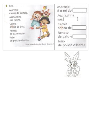 1º ano atividade com quadrinhos