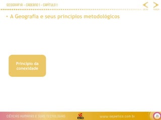 35
• A Geografia e seus princípios metodológicos
Princípio da
conexidade
 