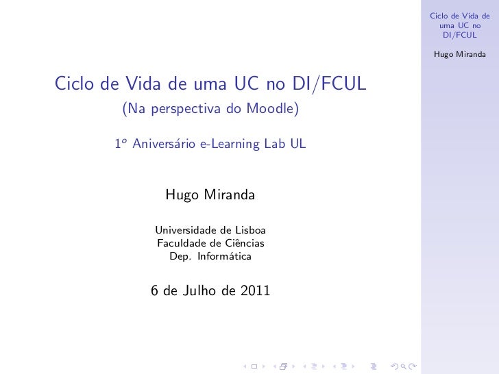 Ciclo de Vida de                                           uma UC no                                             DI/FCUL  ...