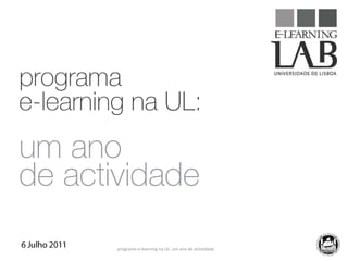 programa e-learning na UL: um ano de actividade 