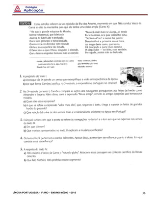 LÍNGUA PORTUGUESA - 1º ANO – ENSINO MÉDIO -–2015 36
 