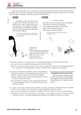 LÍNGUA PORTUGUESA - 1º ANO – ENSINO MÉDIO -–2015 40
 