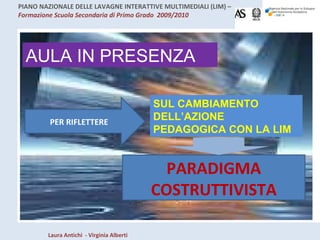 AULA IN PRESENZA PER RIFLETTERE SUL CAMBIAMENTO DELL’AZIONE  PEDAGOGICA CON LA LIM PARADIGMA COSTRUTTIVISTA 