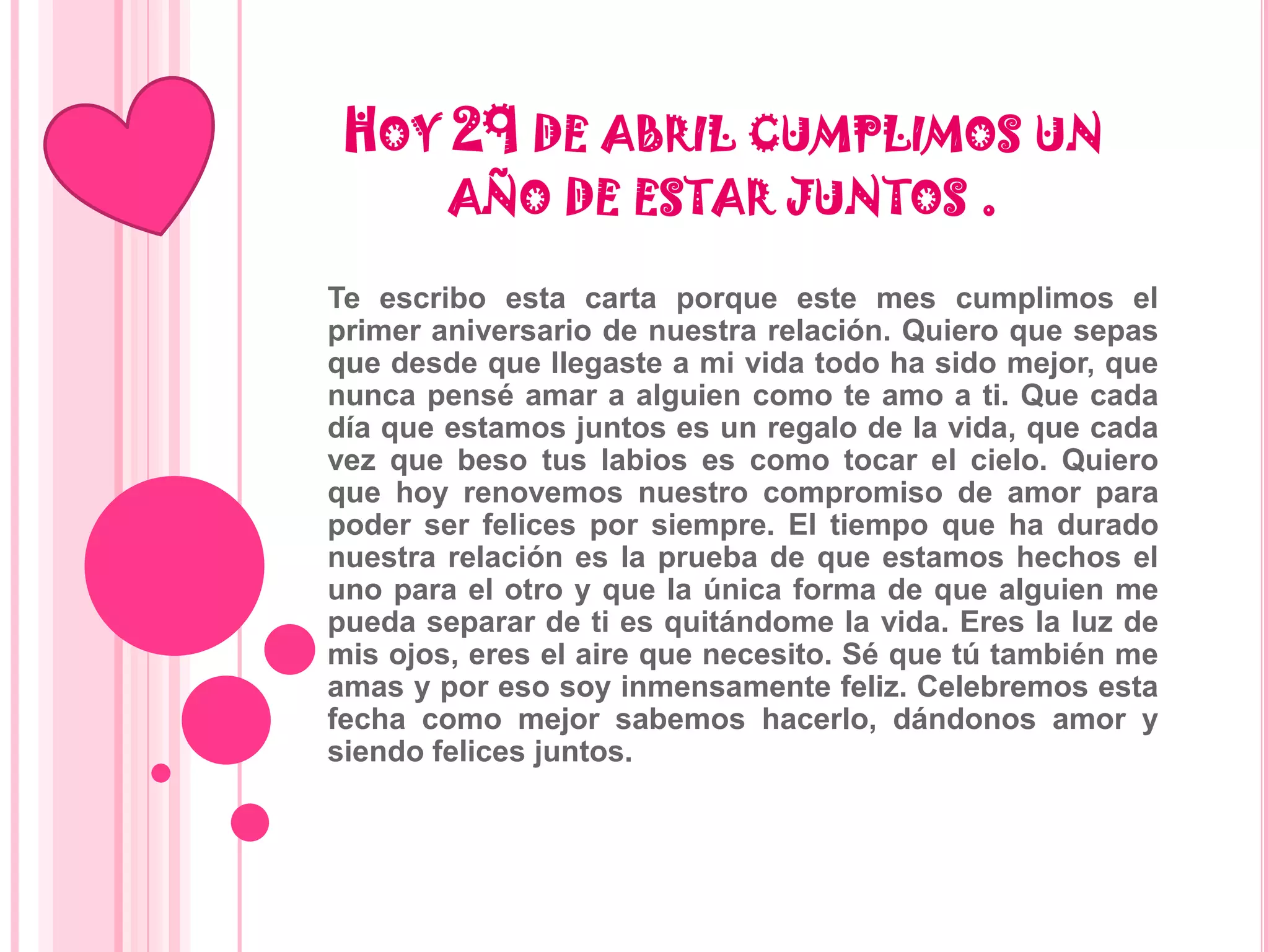Carta Para Mi Novio Cumplimos 1 Año