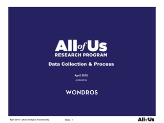 Slide - 1
April 2018 – [AoU Analytics Framework]
Data Collection & Process
April 2018
produced by
 