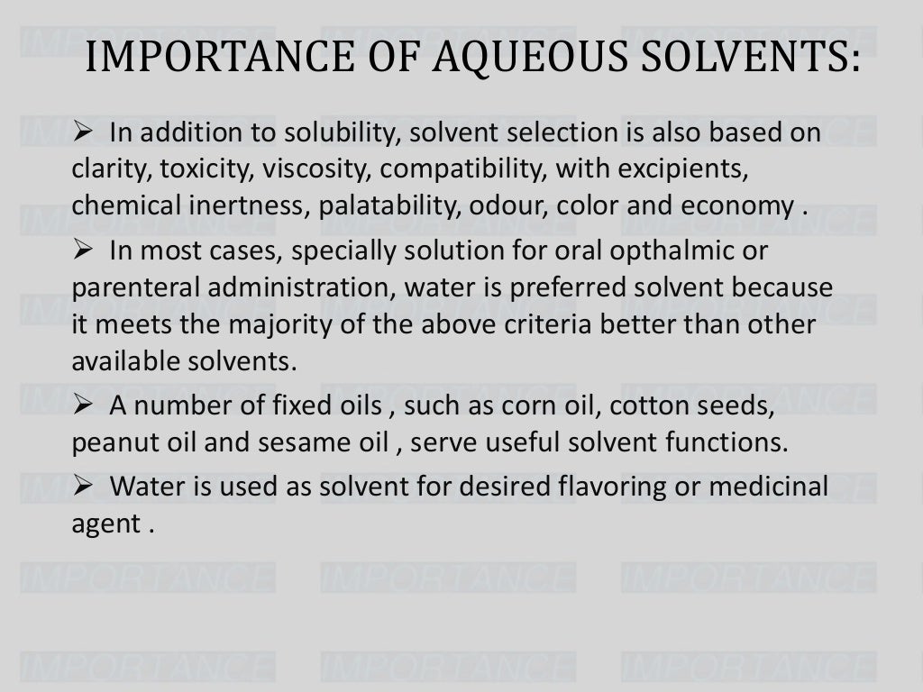 Aqueous solvents