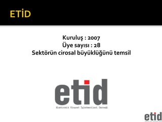 Kuruluş : 2007
           Üye sayısı : 28
Sektörün cirosal büyüklüğünü temsil
 