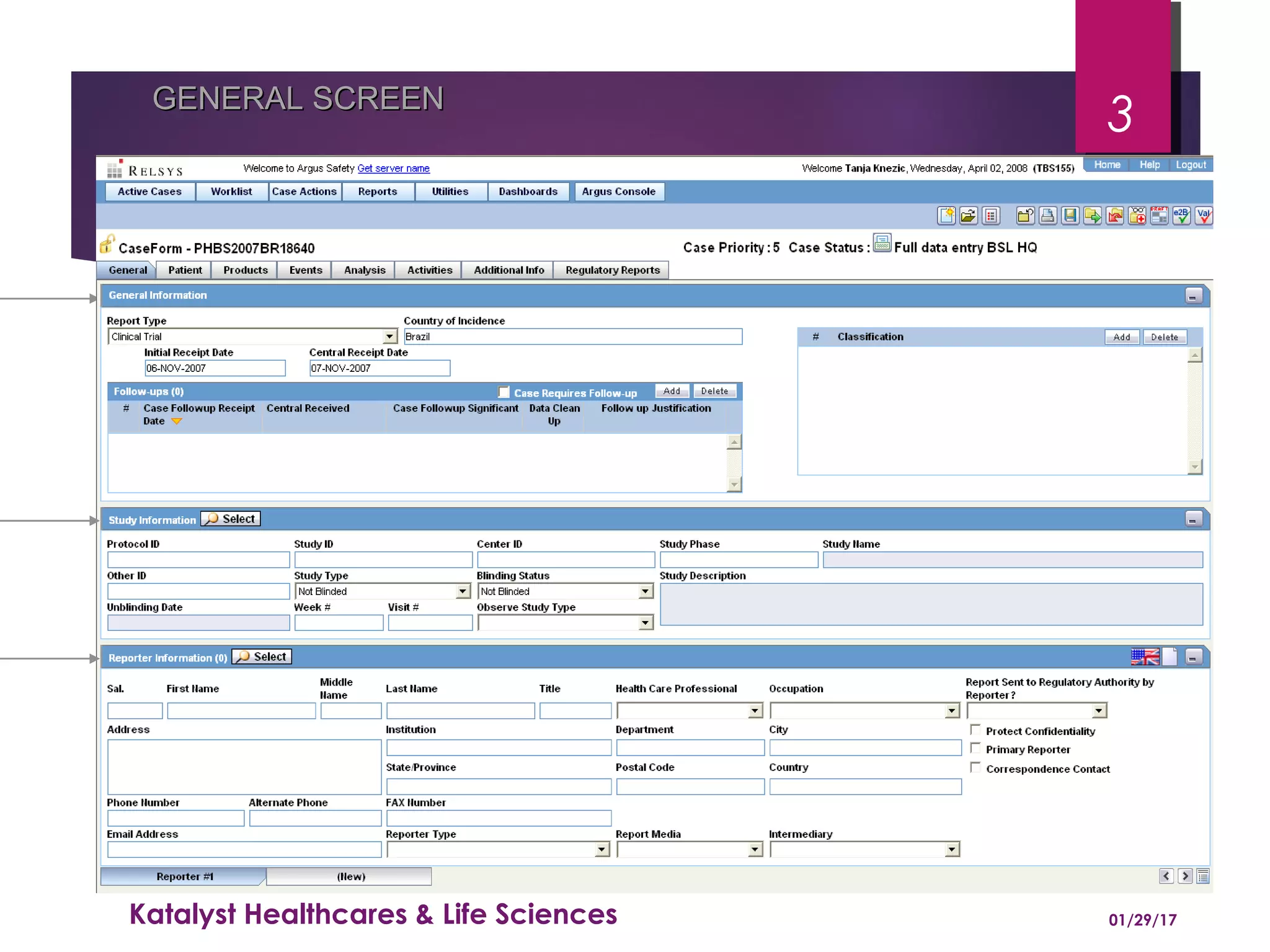 GENERAL SCREENGENERAL SCREEN
01/29/17Katalyst Healthcares & Life Sciences
3
 