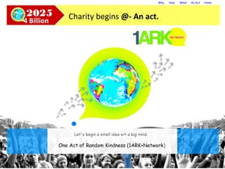 Why How What An Act Home
Charity begins @- An act.2025
4 Billion
One Act of Random Kindness (1ARK+Network)
 