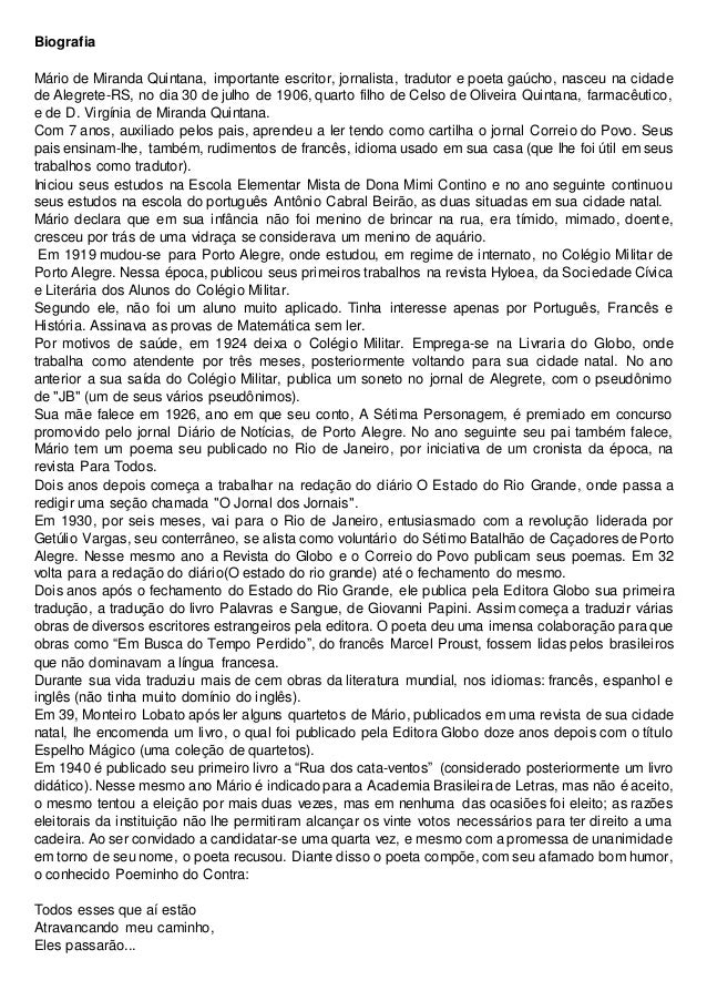 Vida E Obra De Mario Quintana