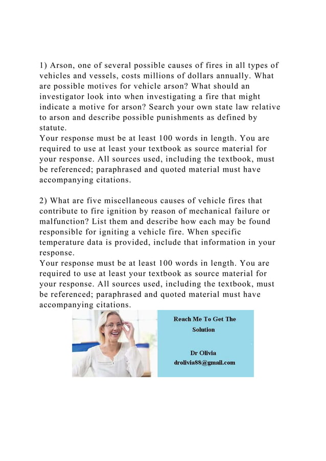 1) Arson, one of several possible causes of fires in all types of .docx