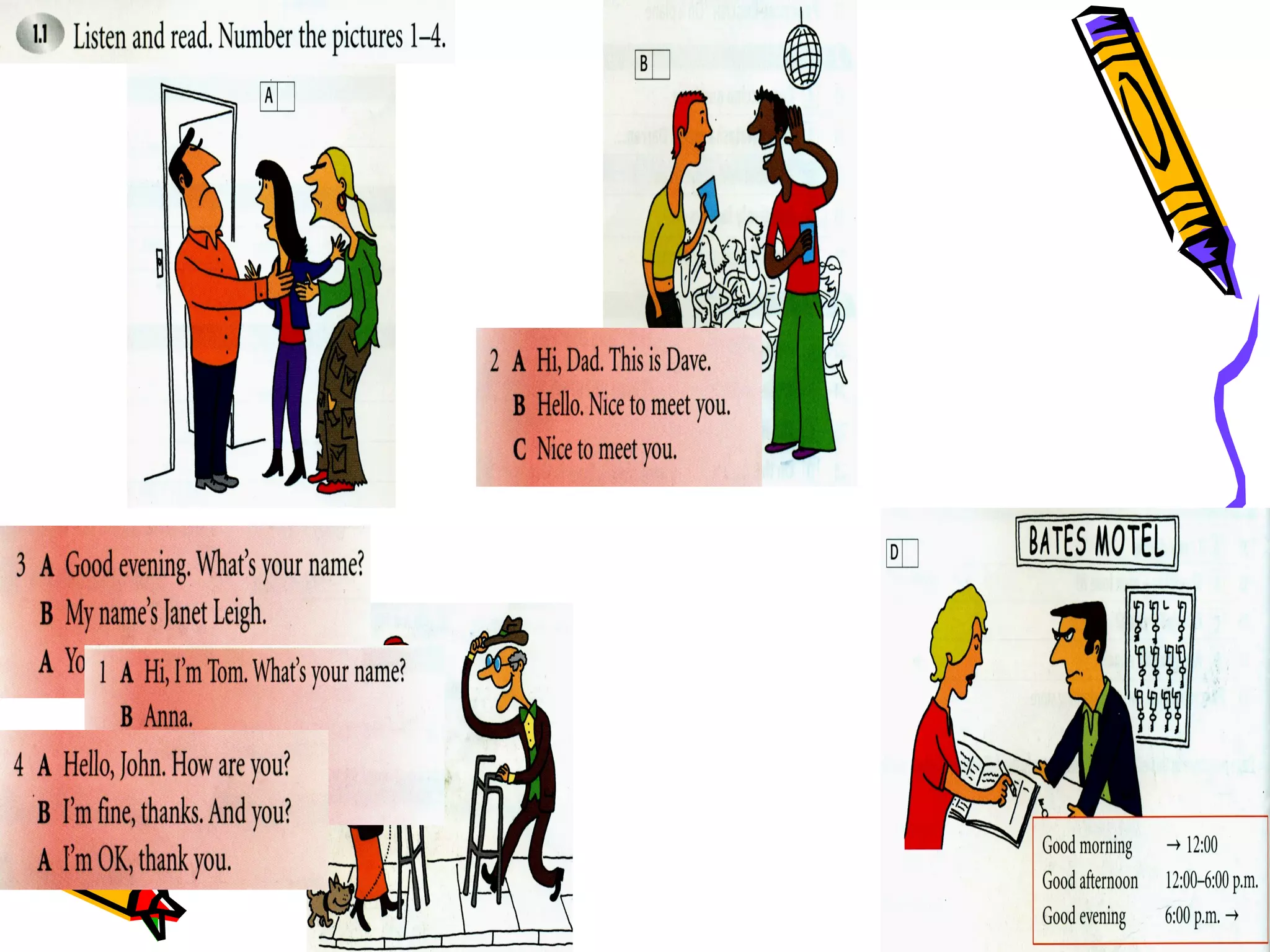 1 a (saying hello & grammar)