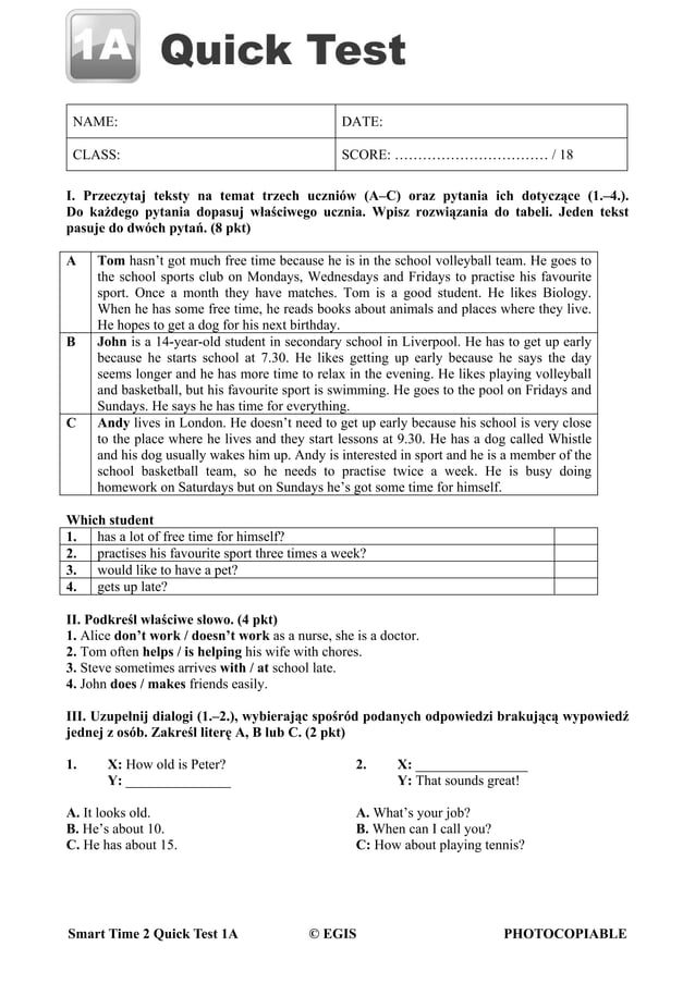 Quicktest Sample Pdf 1 a smart_time_2_quick_test | PDF
