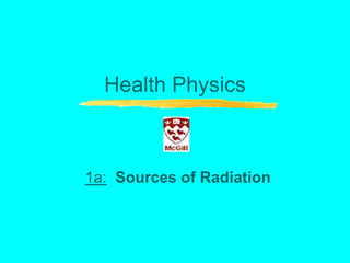 Health Physics
1a: Sources of Radiation
 