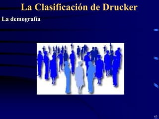 La Clasificación de Drucker
La demografía




                                    63
 