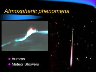 Atmospheric phenomena
 Auroras
 Meteor Showers
 