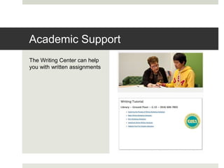 The Writing Center can help
you with written assignments
Academic Support
 