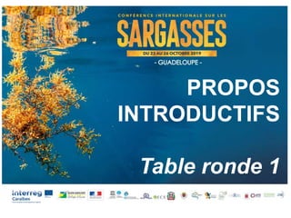 PROPOS
INTRODUCTIFS
Table ronde 1
 
