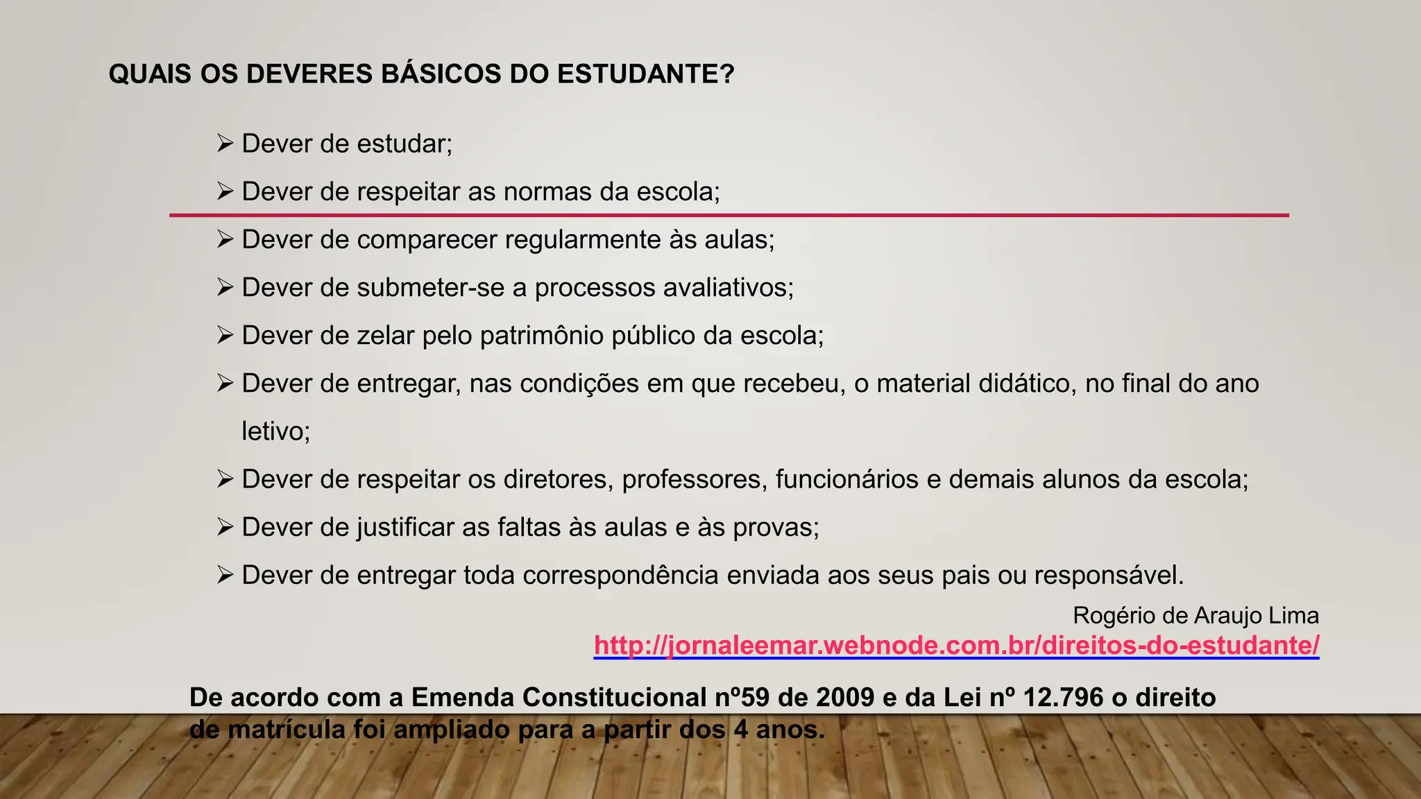 DIREITOS E DEVERES DOS ALUNOS E DE TODOS | PPTX
