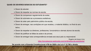 DIREITOS E DEVERES DOS ALUNOS E DE TODOS | PPTX
