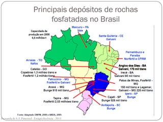 Principais depósitos de rochas
fosfatadas no Brasil
Fernanda de S.F.Pimentel - Estágio docência - 2013
 