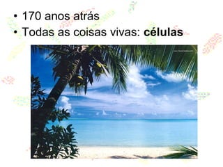 • 170 anos atrás
• Todas as coisas vivas: células
 