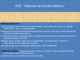 O Método de Estudo Bíblico Indutivo, Pastor