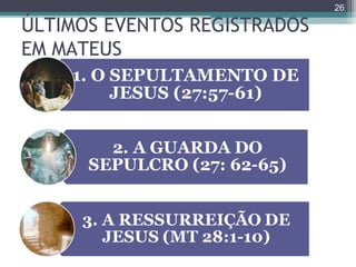 ÚLTIMOS EVENTOS REGISTRADOS
EM MATEUS
26
 