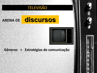 TELEVISÃO
ARENA DE

discursos

Gêneros = Estratégias de comunicação

 