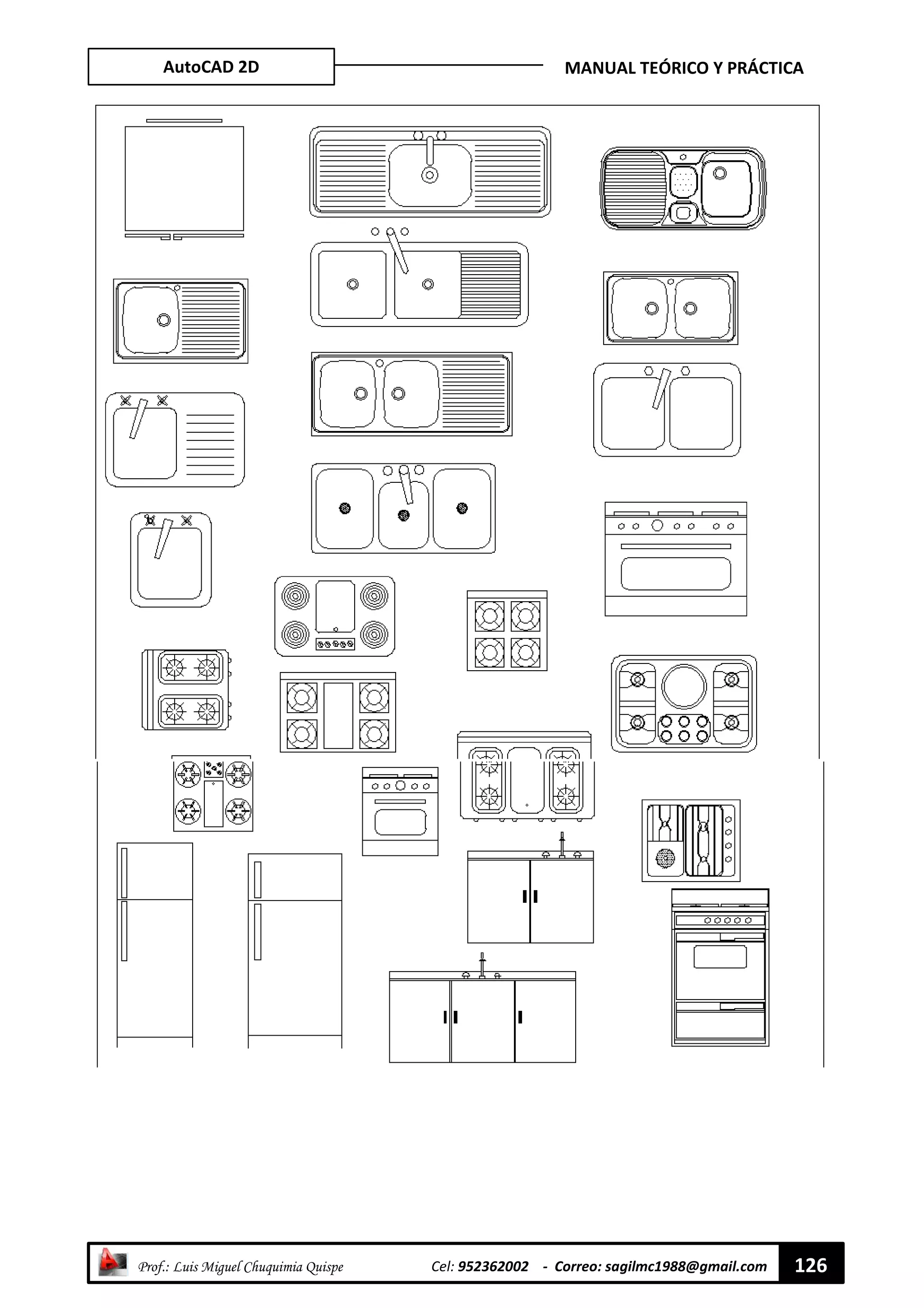 AutoCAD 2D MANUAL TEÓRICO Y PRÁCTICA
“ Prof.: Luis Miguel Chuquimia Quispe Cel: 952362002 - Correo: sagilmc1988@gmail.com 126
 