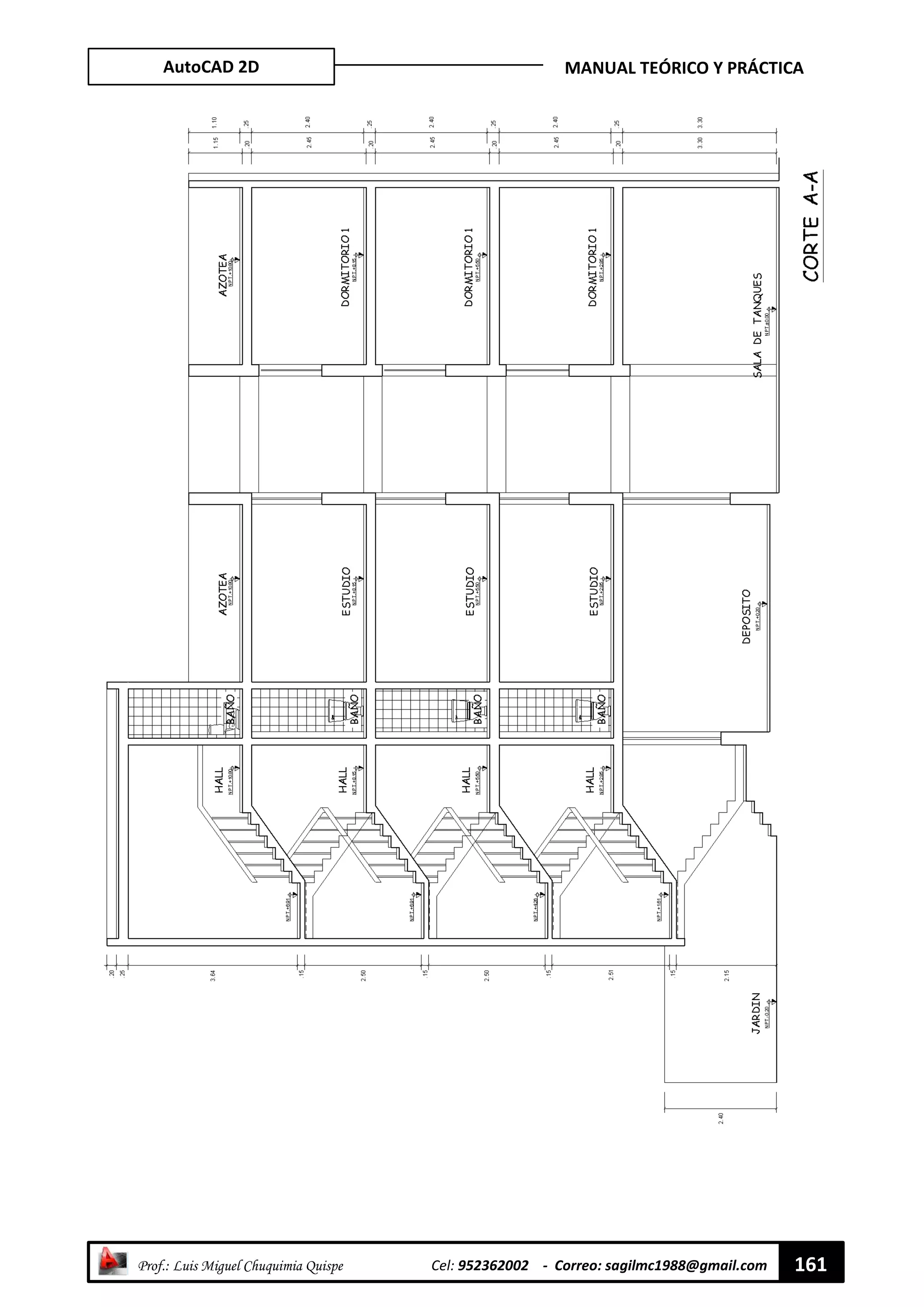 AutoCAD 2D MANUAL TEÓRICO Y PRÁCTICA
“ Prof.: Luis Miguel Chuquimia Quispe Cel: 952362002 - Correo: sagilmc1988@gmail.com 161
 