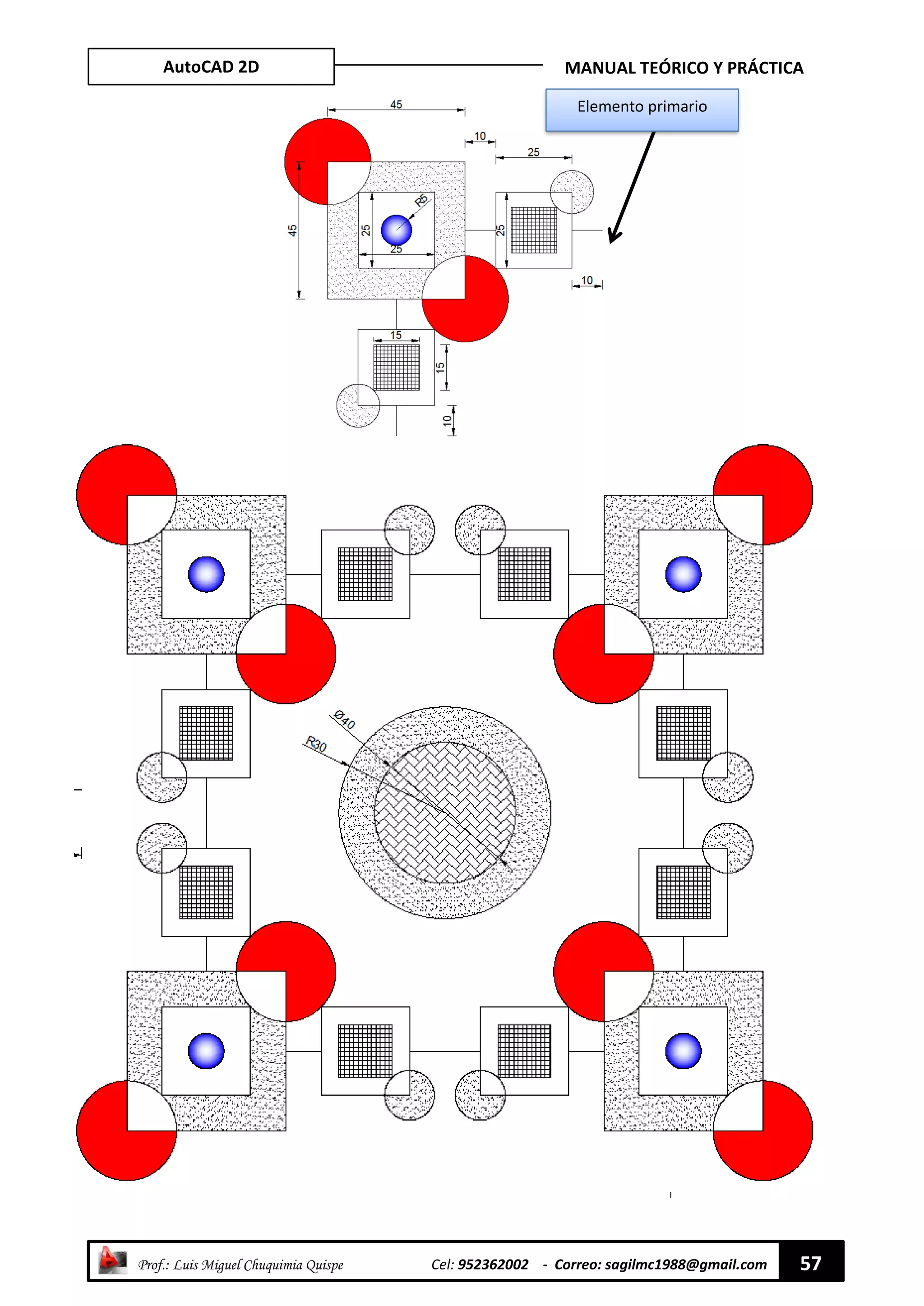 AutoCAD 2D MANUAL TEÓRICO Y PRÁCTICA
“ Prof.: Luis Miguel Chuquimia Quispe Cel: 952362002 - Correo: sagilmc1988@gmail.com 57
Elemento primario
 