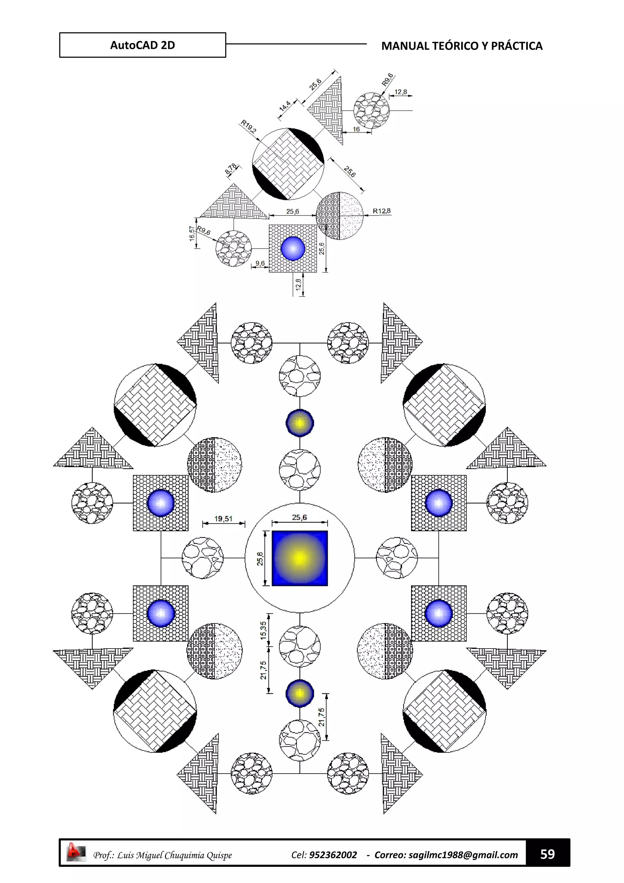 AutoCAD 2D MANUAL TEÓRICO Y PRÁCTICA
“ Prof.: Luis Miguel Chuquimia Quispe Cel: 952362002 - Correo: sagilmc1988@gmail.com 59
 