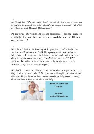 1)(a) what does prima facie duty mean (b) how does ross use p
