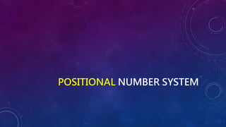 POSITIONAL NUMBER SYSTEM
 