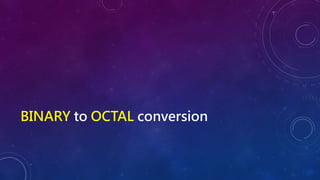 BINARY to OCTAL conversion
 