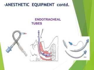ENDOTRACHEAL
TUBES
-ANESTHETIC EQUIPMENT contd.
 