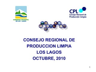 1
CONSEJO REGIONAL DE
PRODUCCION LIMPIA
LOS LAGOS
OCTUBRE, 2010
 