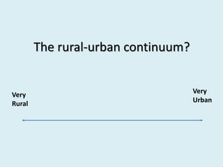 The rural-urban continuum?
Very
Urban
Very
Rural
 