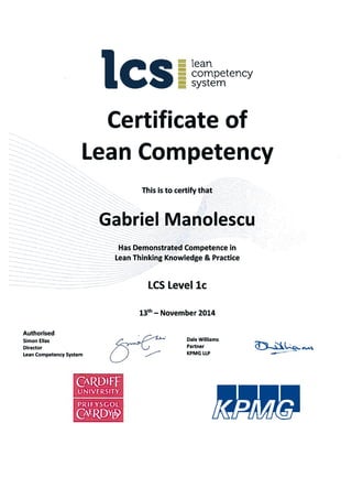 Certificat Lean