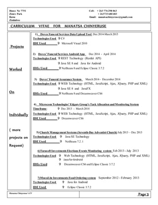 Zim Cv.pdf CV Manatsa | DOCX