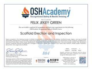 Scaffolding erection and Inspection certificate