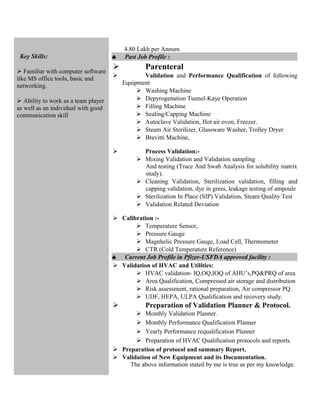 CV for Validation (Quality Assurance) | DOC