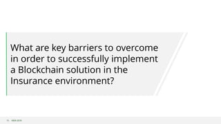 ©B3i 201815
What are key barriers to overcome
in order to successfully implement
a Blockchain solution in the
Insurance environment?
 