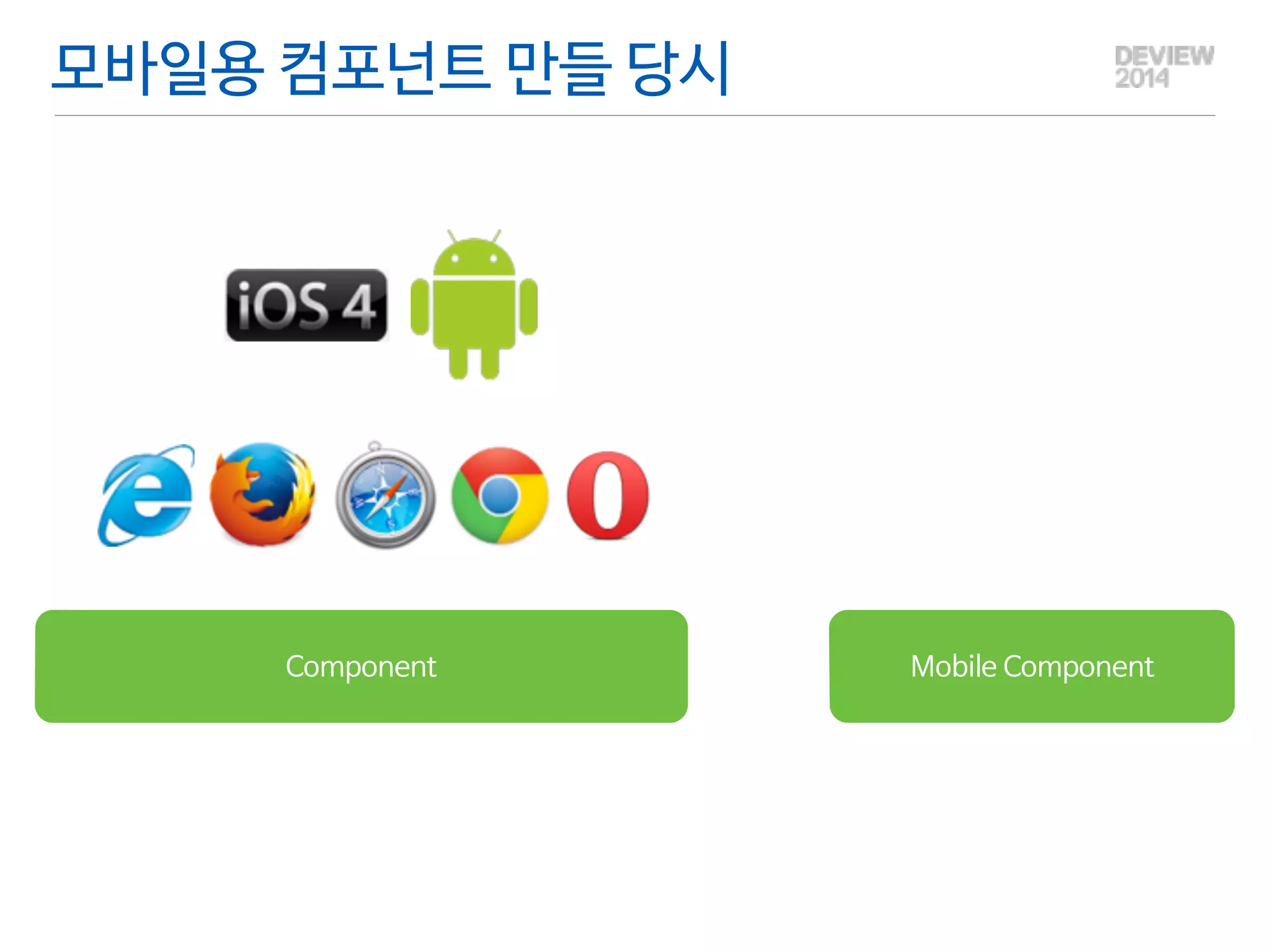 모바일용 컴포넌트 만들 당시 
Component Mobile Component 
 