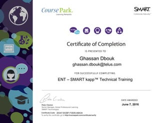 Ghassan Dbouk
ghassan.dbouk@telus.com
ENT – SMART kapp™ Technical Training
June 7, 2016
2E047-E638F-F3E85-ABA34
 
