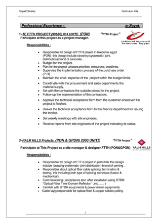 REYAD el badry 2015 Fiber Optics Operation Manager | PDF