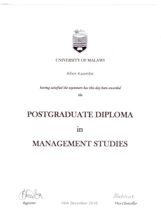 Postgraduate Diploma in Management Studies