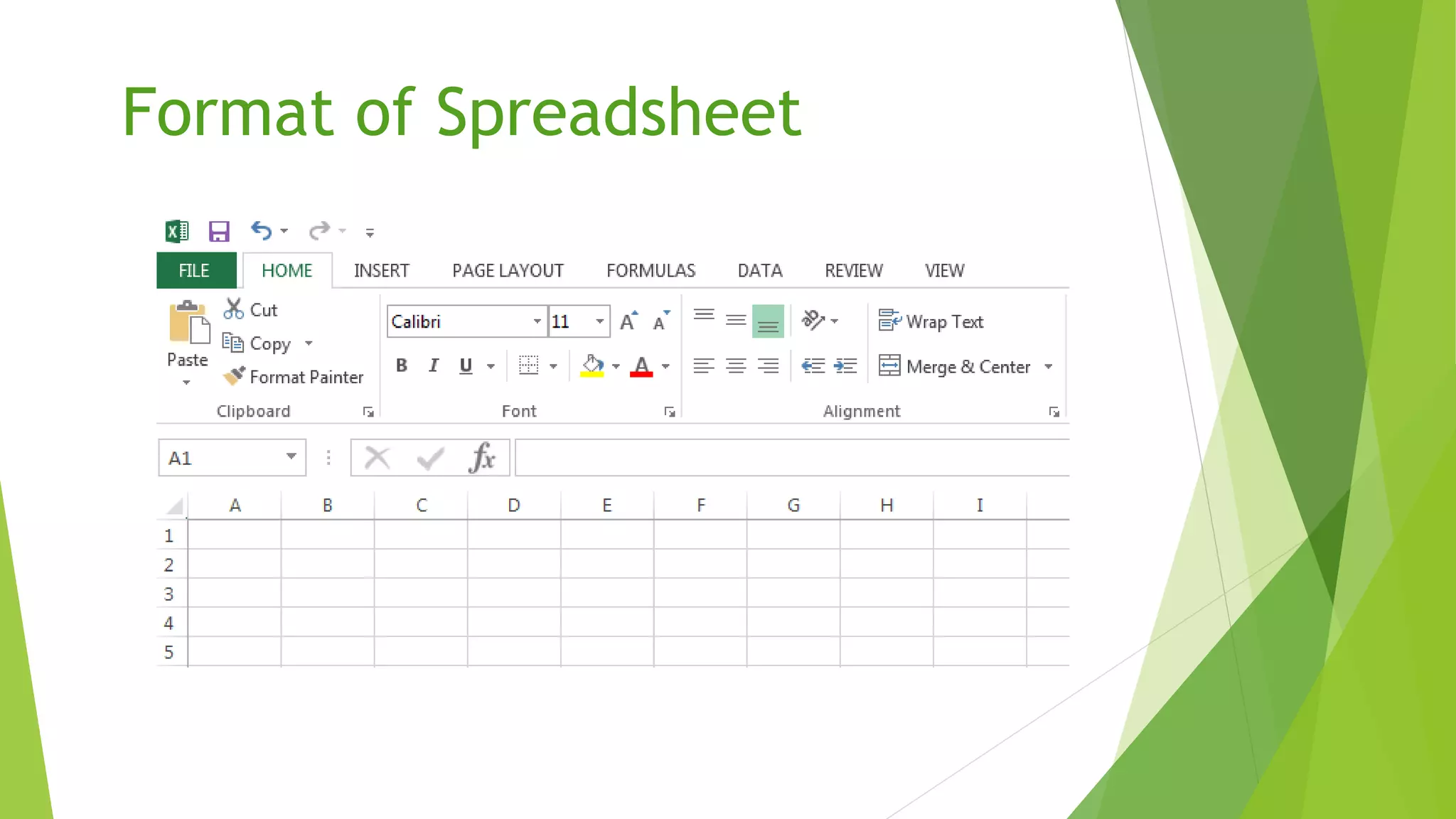 Format of Spreadsheet
 