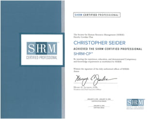Seider SHRM-CP Certification